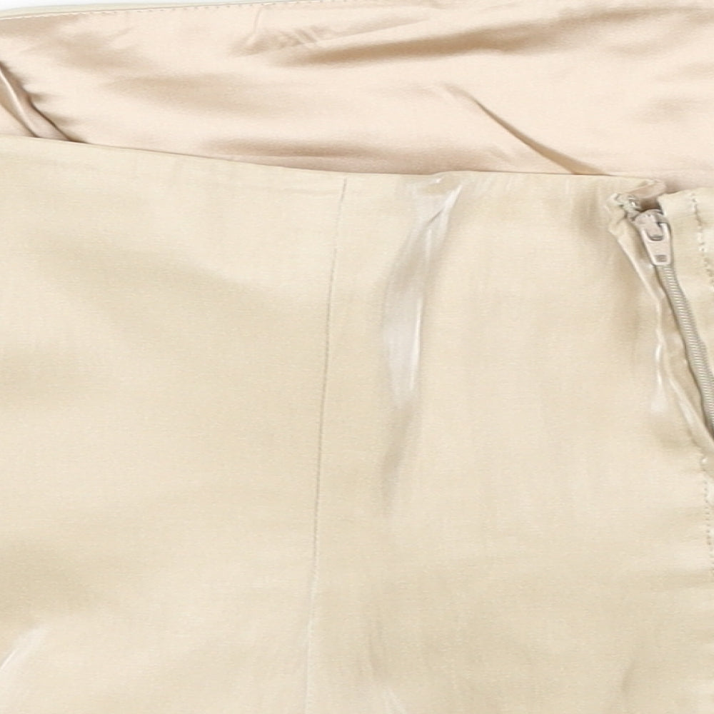 Minuet Womens Gold Polyester Cropped Blouse Size 14 Off the Shoulder - Bandeau Corset Top