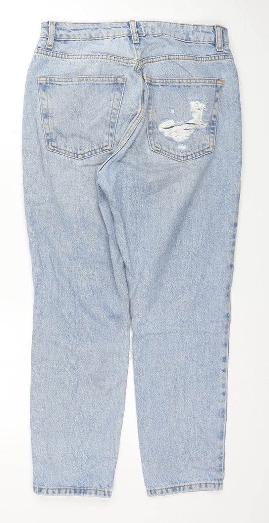 Topshop Womens Black Cotton Straight Jeans Size 28 L28 in Regular Zip