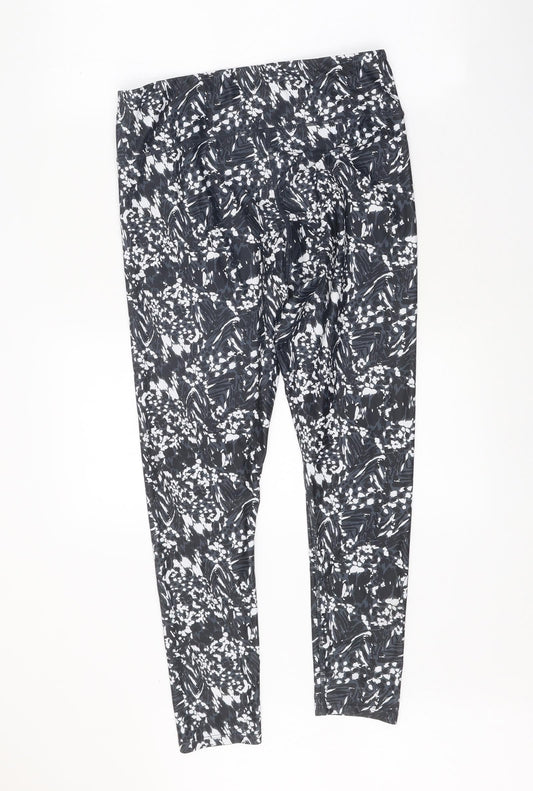 Preworn Womens Black Geometric Polyester Compression Leggings Size 29 in Regular Pullover