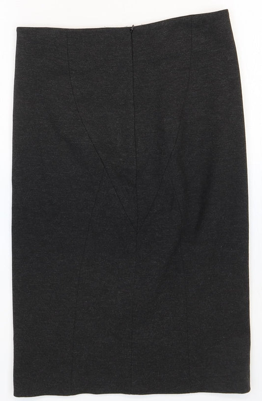 John Lewis Womens Black Viscose Straight & Pencil Skirt Size 8 Zip