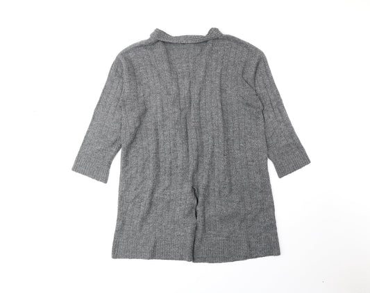 Primark Womens Grey V-Neck Acrylic Cardigan Jumper Size M