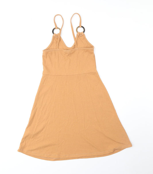 Topshop Womens Orange Polyester Tank Dress Size 6 Scoop Neck Pullover