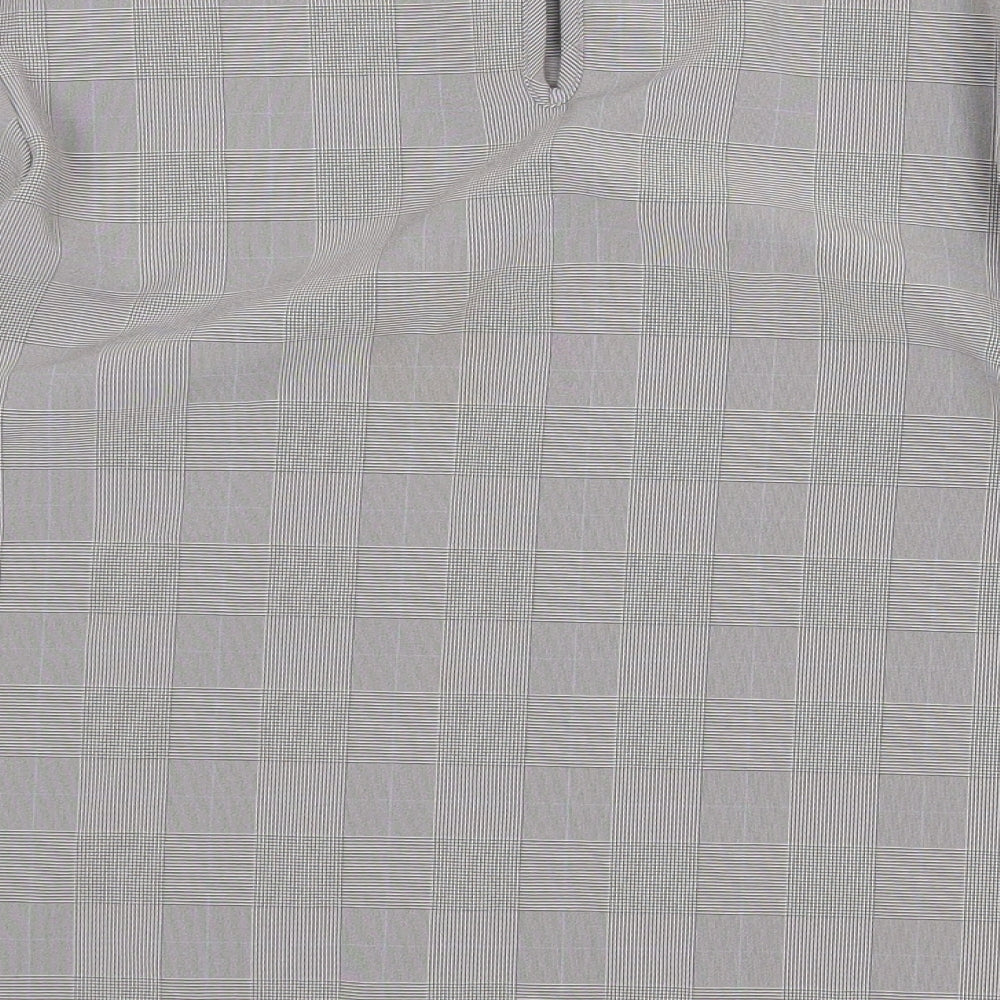 Primark Womens Grey Plaid Polyester Basic Blouse Size 10 Round Neck