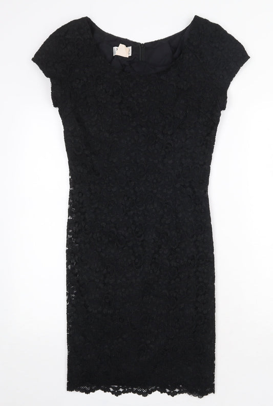 MJW Studio Womens Black Polyester Bodycon Size 8 Boat Neck Zip