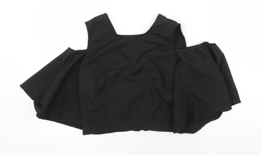 Womens UK Size S Flammode Black Cropped Blouse