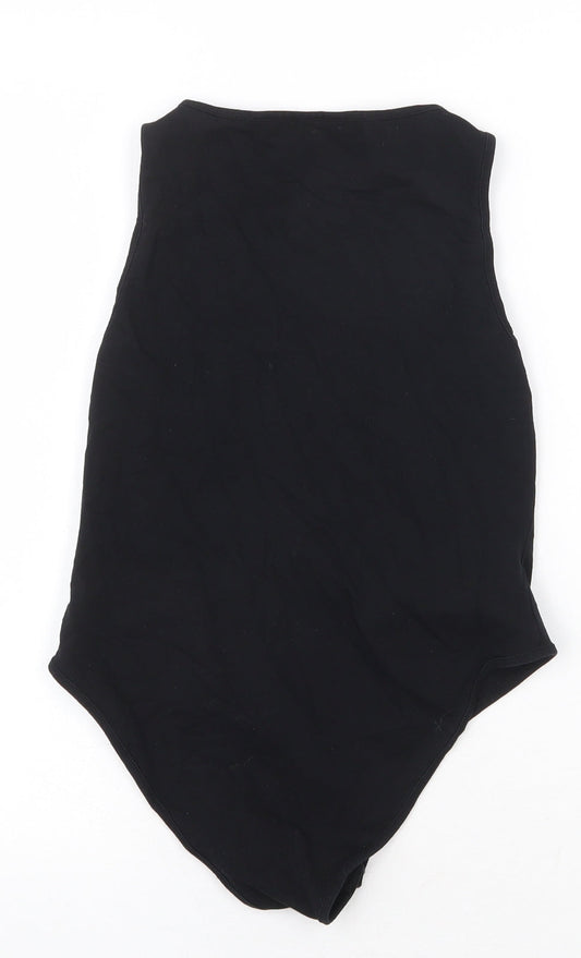 Topshop Womens Black Cotton Bodysuit One-Piece Size 10 Snap