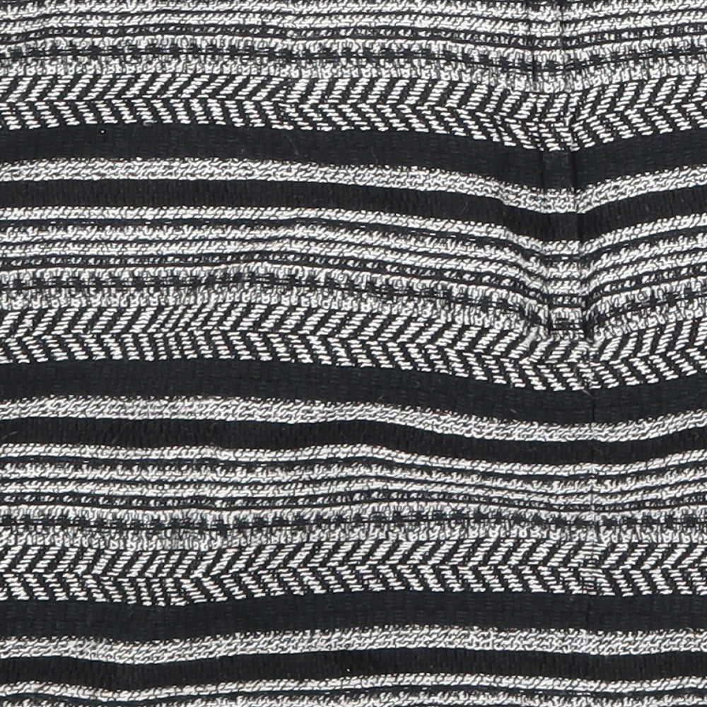 H&M Womens Black Striped Cotton Bandage Skirt Size 10 Zip