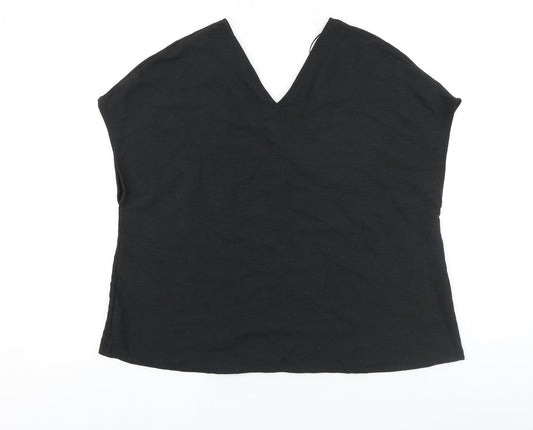 Primark Womens Black Viscose Basic T-Shirt Size 8 V-Neck