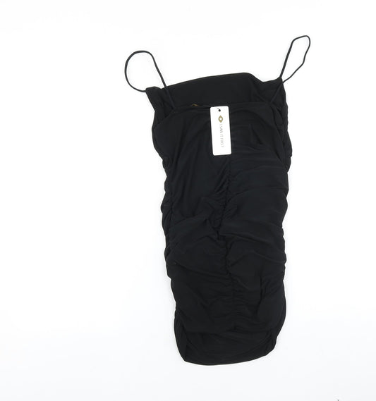 I SAW IT FIRST Womens Black Polyester Slip Dress Size 10 Cowl Neck Pullover