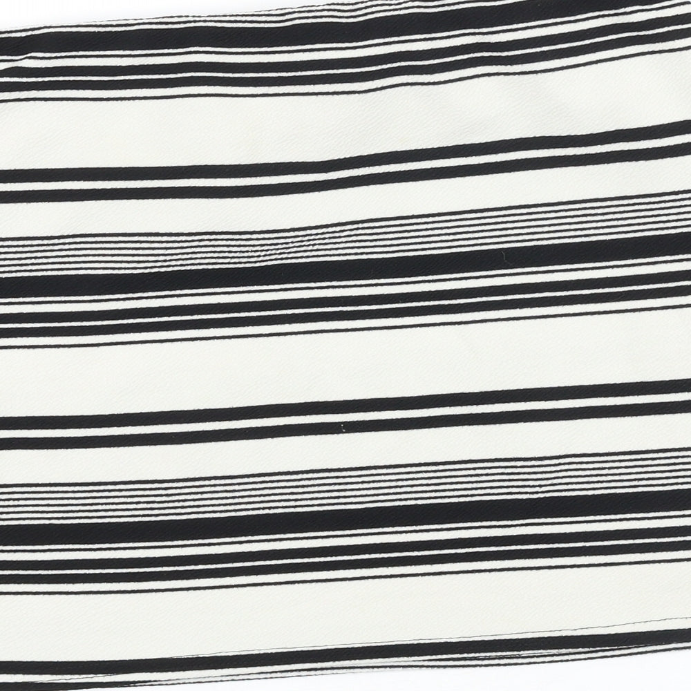 New Look Womens Black Striped Polyester Bandage Skirt Size 14