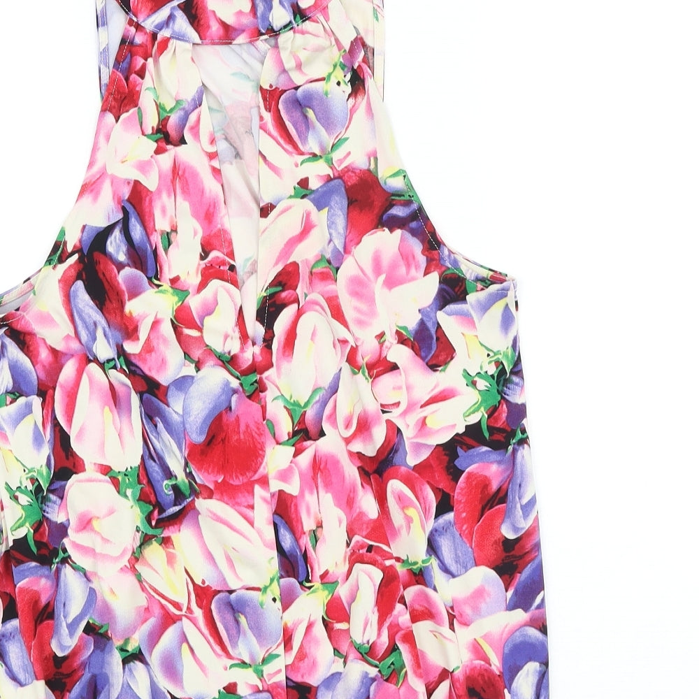 Definitions Womens Multicoloured Geometric Viscose Basic Tank Size 10 V-Neck