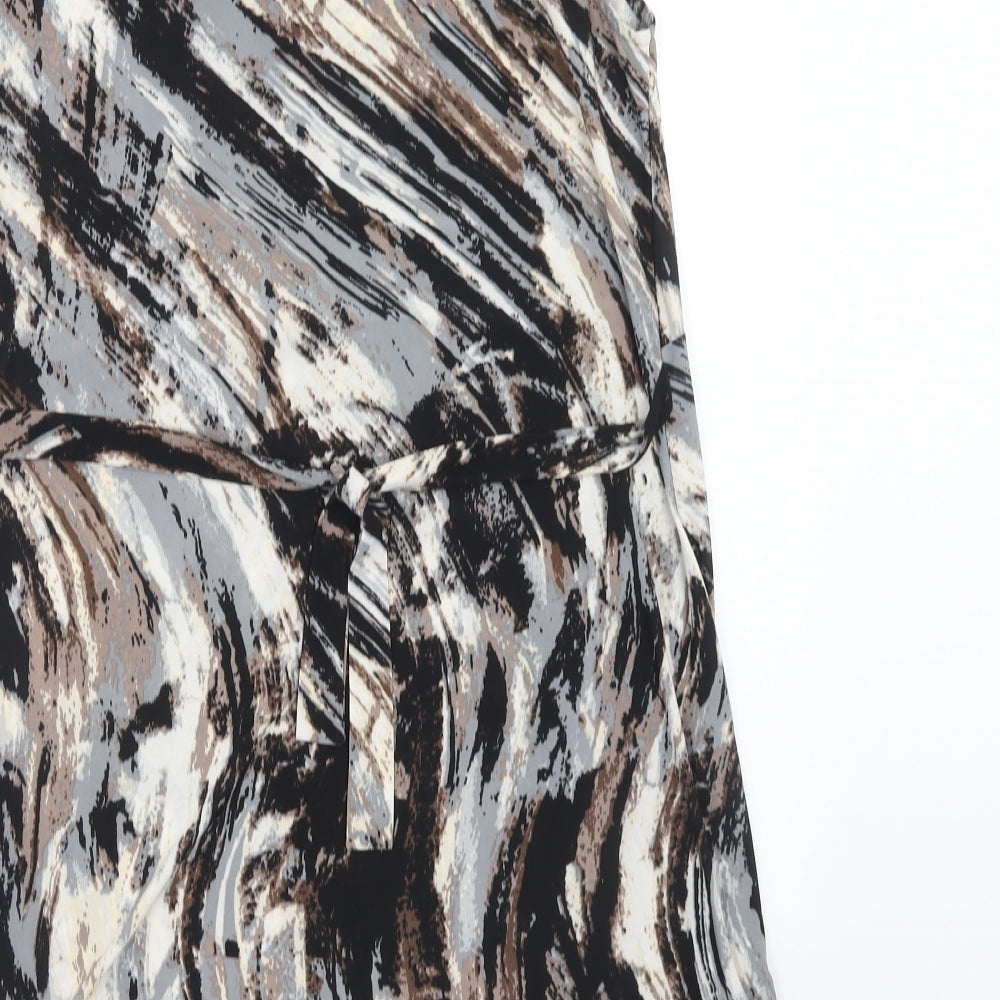 Klass Womens Brown Geometric Polyester Shift Size L Boat Neck Pullover