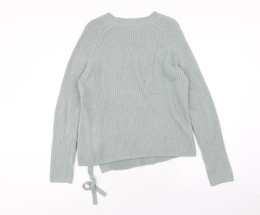 TU Womens Green Round Neck Acrylic Pullover Jumper Size 10