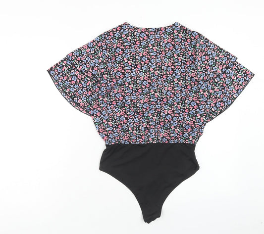 Boohoo Womens Multicoloured Floral Polyester Bodysuit One-Piece Size 6 Snap