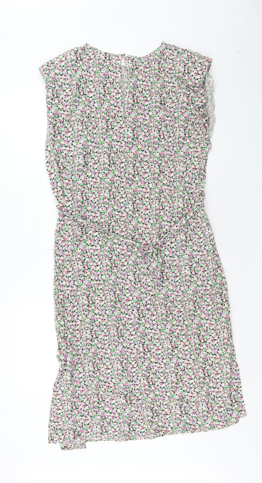 Only Womens Multicoloured Floral Viscose Shift Size L Boat Neck Button