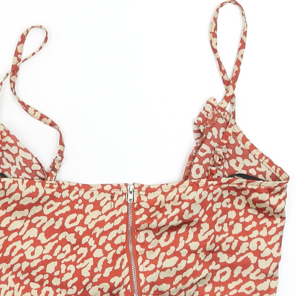 Womens UK Size 10 Missguided Red Cropped Tank