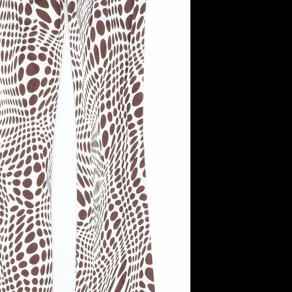 SheIn Womens Brown Geometric Polyester Sweatpants Trousers Size S Regular Drawstring