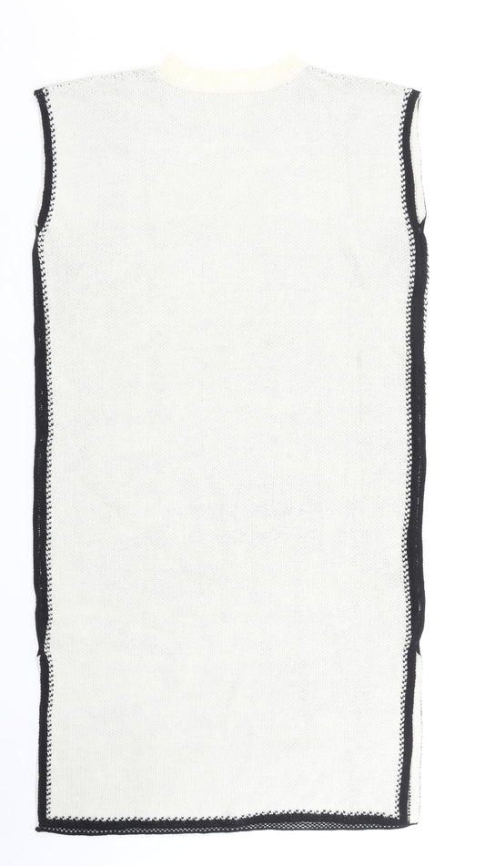 SheIn Womens Ivory Acrylic Jumper Dress Size S Round Neck Pullover