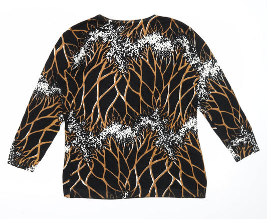 Just Elegance Womens Black Round Neck Geometric Acrylic Pullover Jumper Size M