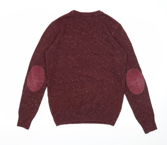 Cedar Wood State Mens Purple Round Neck Acrylic Pullover Jumper Size S Long Sleeve