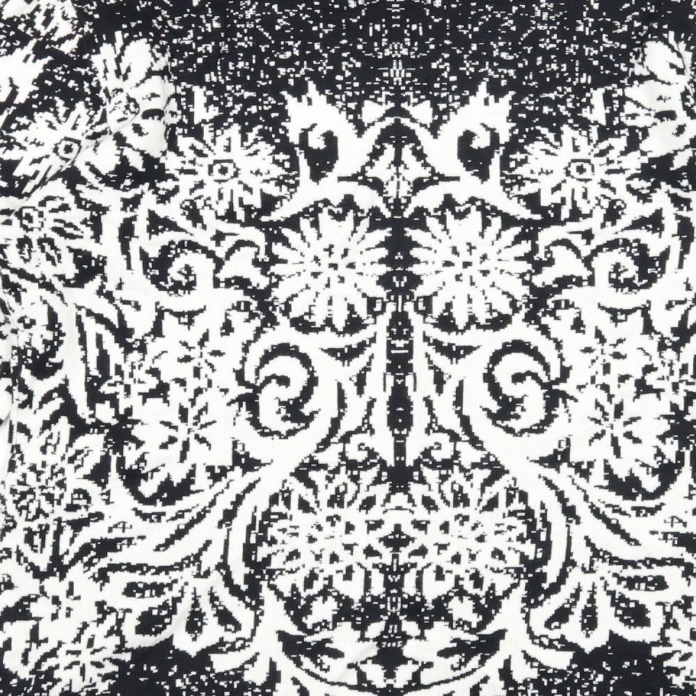 Just Elegance Womens Black Round Neck Floral Viscose Pullover Jumper Size M