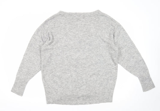 Primark Womens Grey V-Neck Acrylic Pullover Jumper Size L