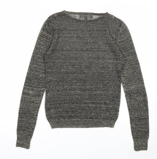 Limited Collection Womens Gold Round Neck Acrylic Pullover Jumper Size 10