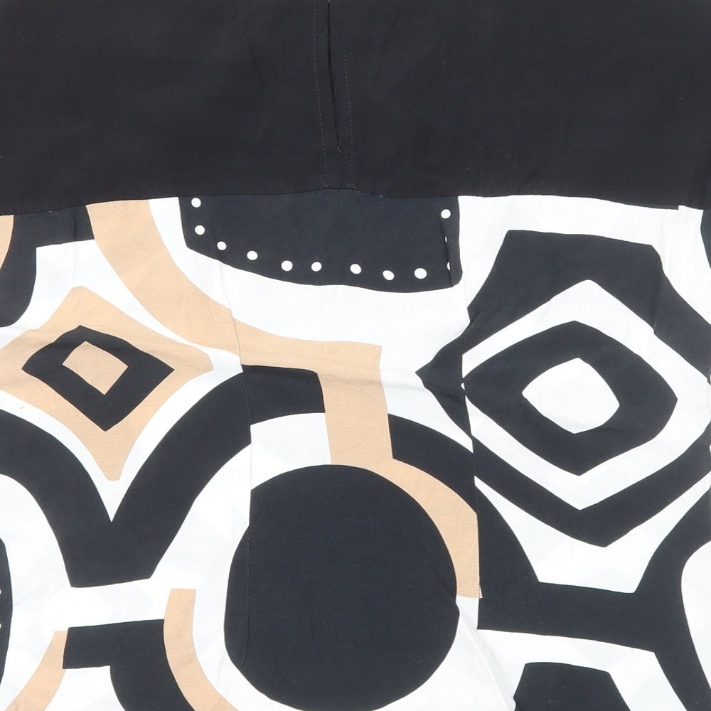 TU Womens Black Geometric Viscose Basic T-Shirt Size 8 Round Neck