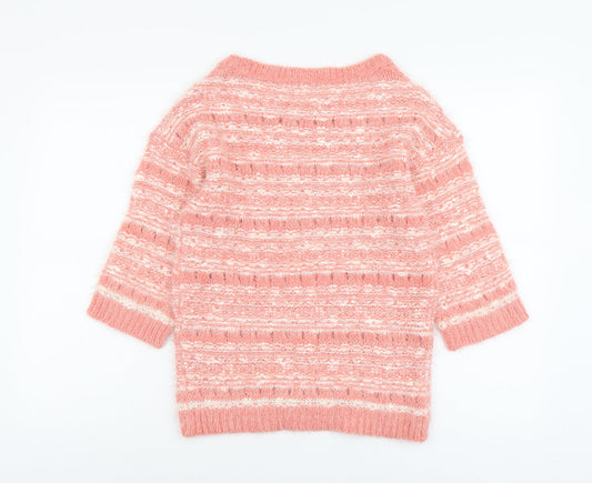 F&F Womens Pink Round Neck Polka Dot Acrylic Pullover Jumper Size 6