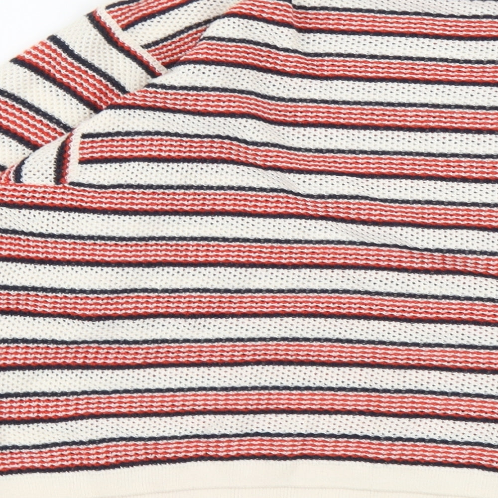 Paris Atelier Womens Multicoloured Round Neck Striped Cotton Pullover Jumper Size S