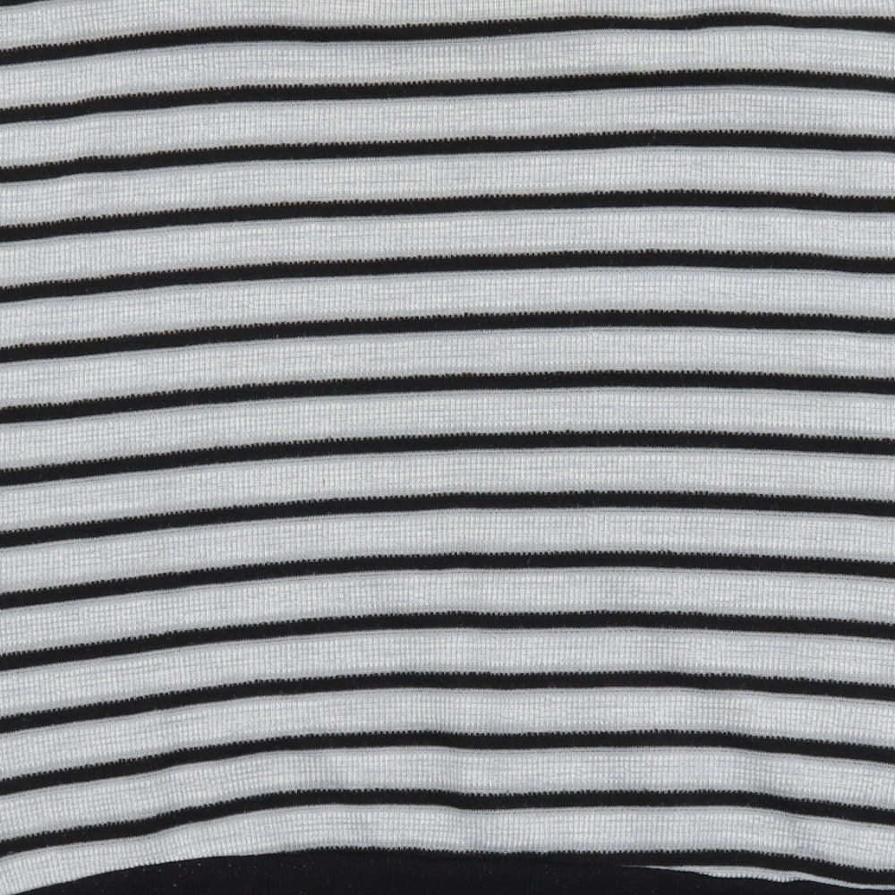 Samya Womens Grey Round Neck Striped Polyester Pullover Jumper Size 20
