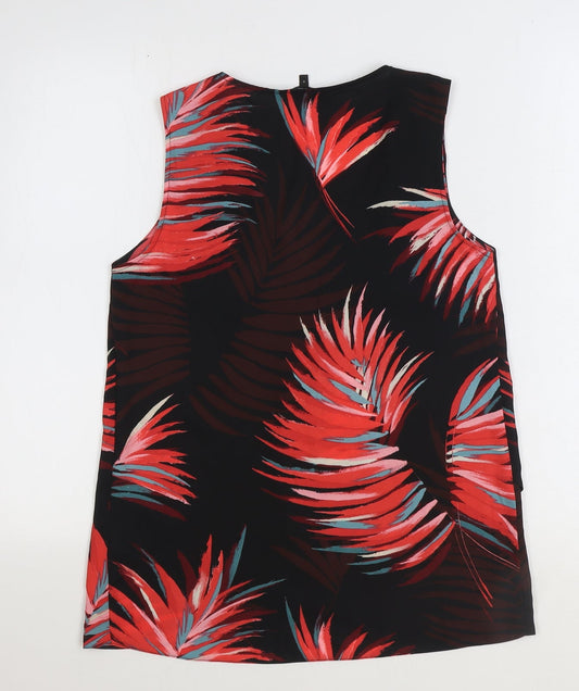 NEXT Womens Black Geometric Polyester Basic Tank Size 8 V-Neck
