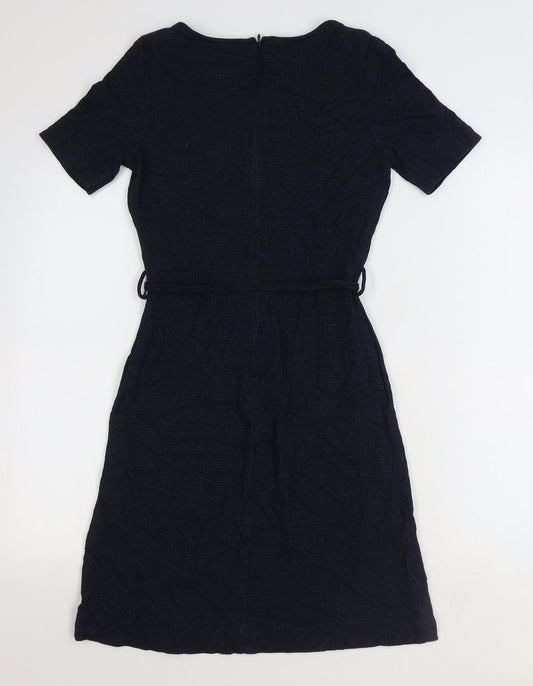 NEXT Womens Blue Viscose Fit & Flare Size 8 Boat Neck Zip