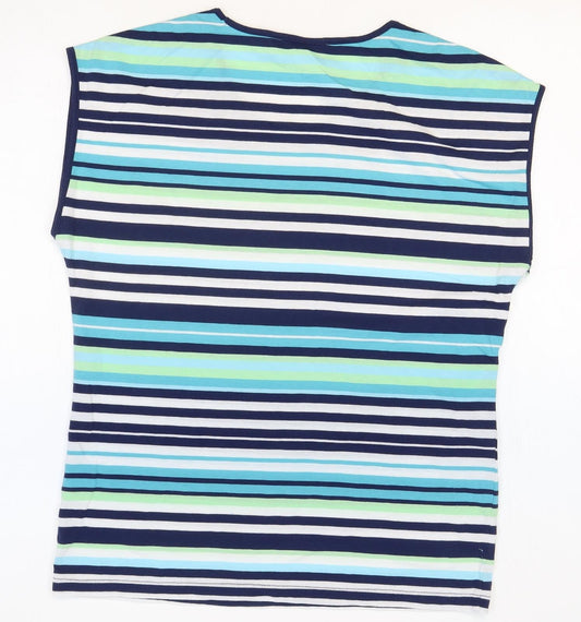 Bonmarché Womens Multicoloured Striped Polyester Basic Blouse Size 12 Scoop Neck