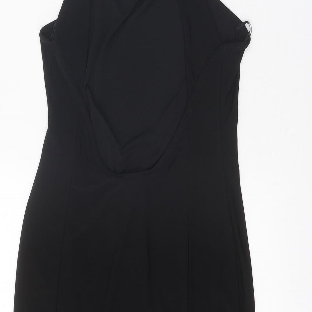 Miss Selfridge Womens Black Polyester Bodycon Size 8 Halter Pullover