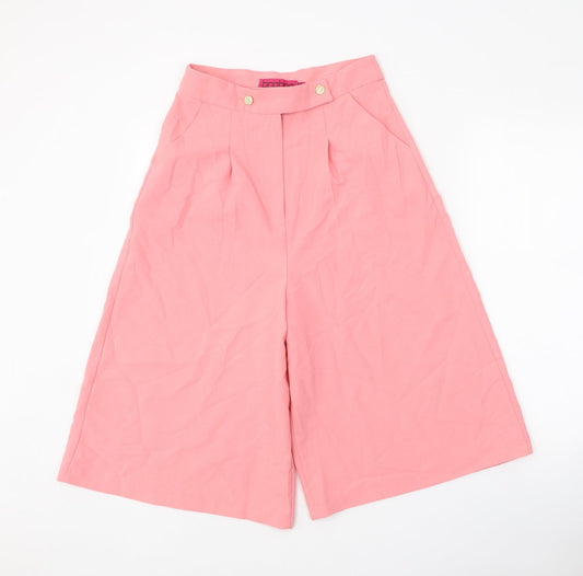 Womens UK Size 8 Boohoo Regular Fit Cropped Pink Trousers