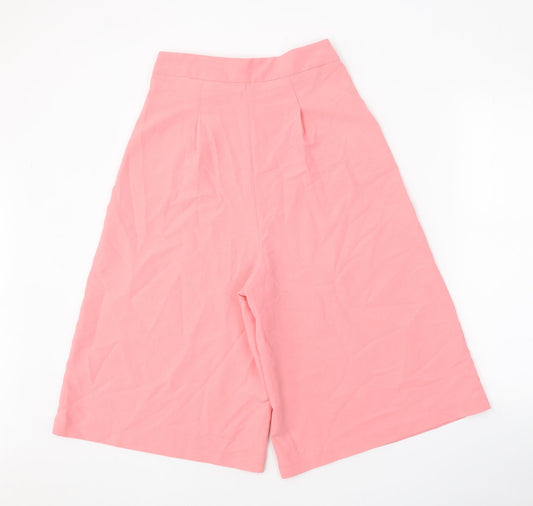 Womens UK Size 8 Boohoo Regular Fit Cropped Pink Trousers