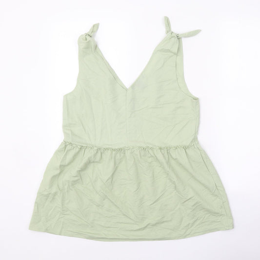 Primark Womens Green Viscose Basic Tank Size 10 V-Neck