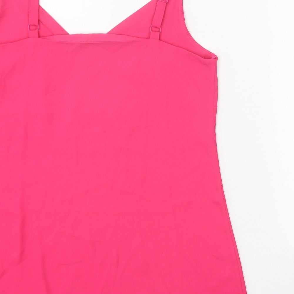 F&F Womens Pink Polyester Basic Tank Size 8 V-Neck