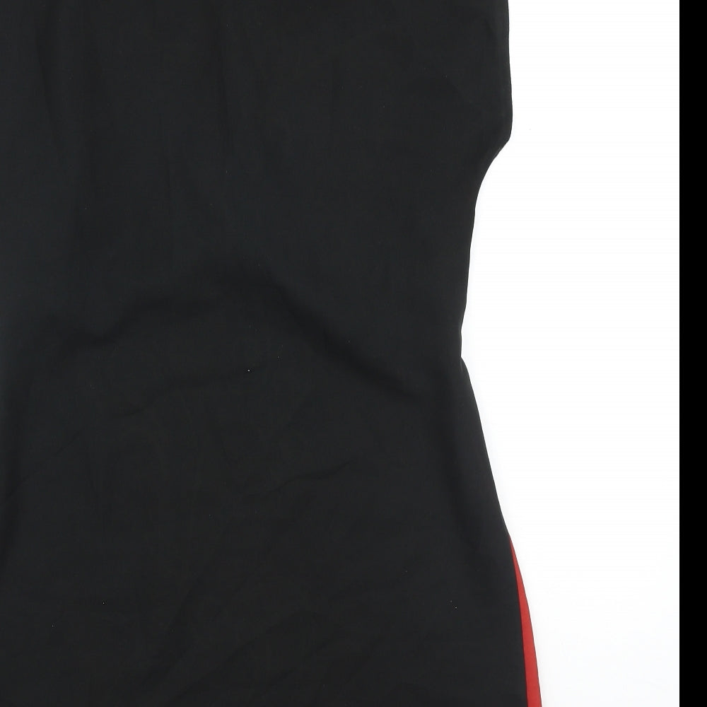 F&F Womens Black Geometric Polyester Shift Size 12 Boat Neck Tie