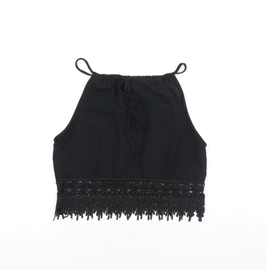 Womens UK Size S Preworn Black Cropped Tank