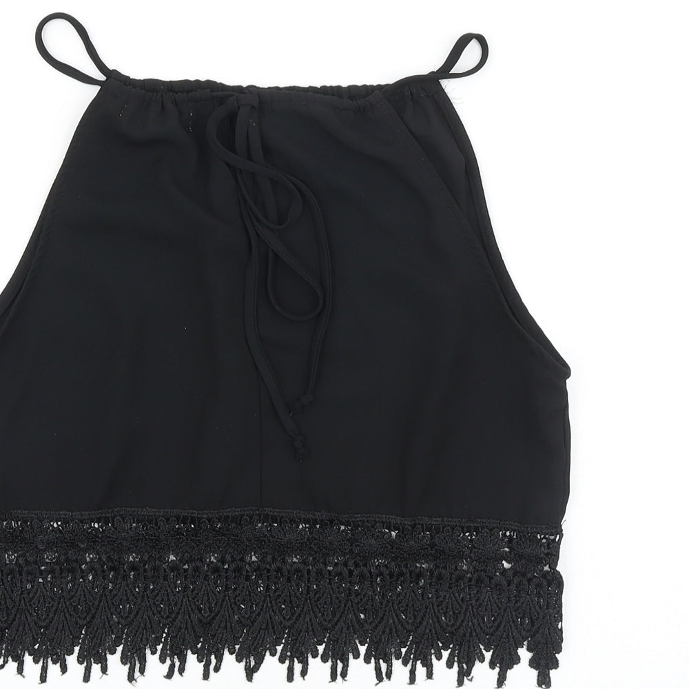 Womens UK Size S Preworn Black Cropped Tank