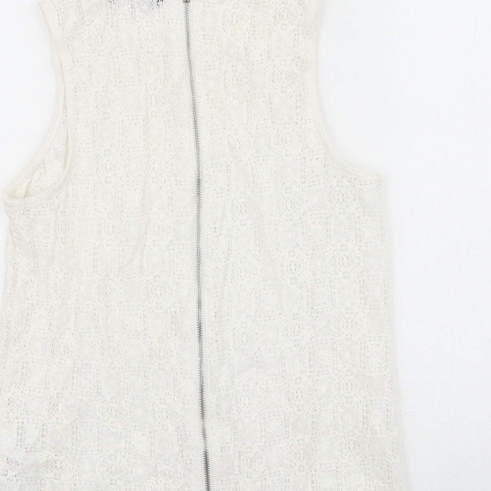 Womens UK Size 10 New Look White Basic Tank