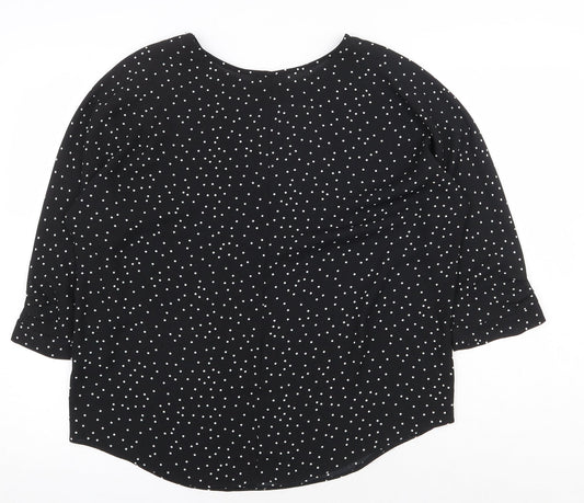 Papaya Womens Black Geometric Polyester Basic Blouse Size 12 Boat Neck