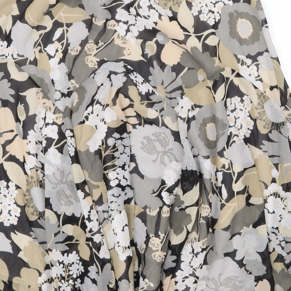 Bob Markie Womens Brown Floral Polyester A-Line Skirt Size L