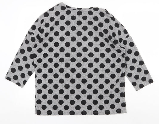 TU Womens Grey Scoop Neck Polka Dot Polyester Pullover Jumper Size 14