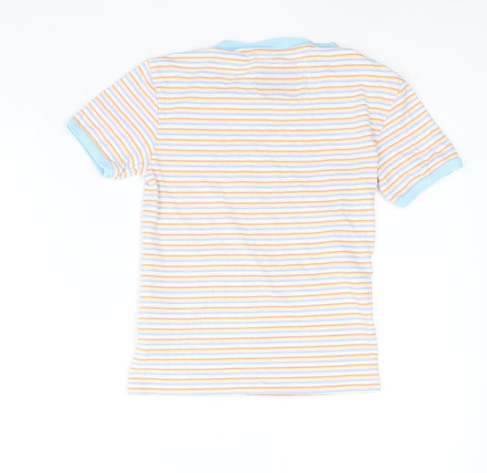 Jack Wills Womens Multicoloured Striped 100% Cotton Basic T-Shirt Size 4 Round Neck