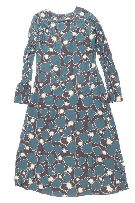 Autograph Womens Multicoloured Geometric Viscose A-Line Size 6 V-Neck Zip