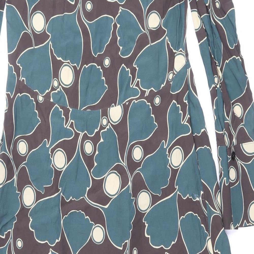 Autograph Womens Multicoloured Geometric Viscose A-Line Size 6 V-Neck Zip