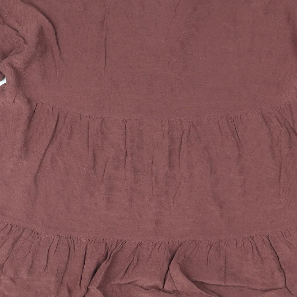 NEXT Womens Brown Viscose A-Line Size 8 V-Neck Pullover - Tiered